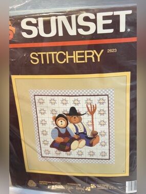Sunset Stitchery American Gothic Bears Needlecraft Kit 2623 Lynda Healy Vintage
